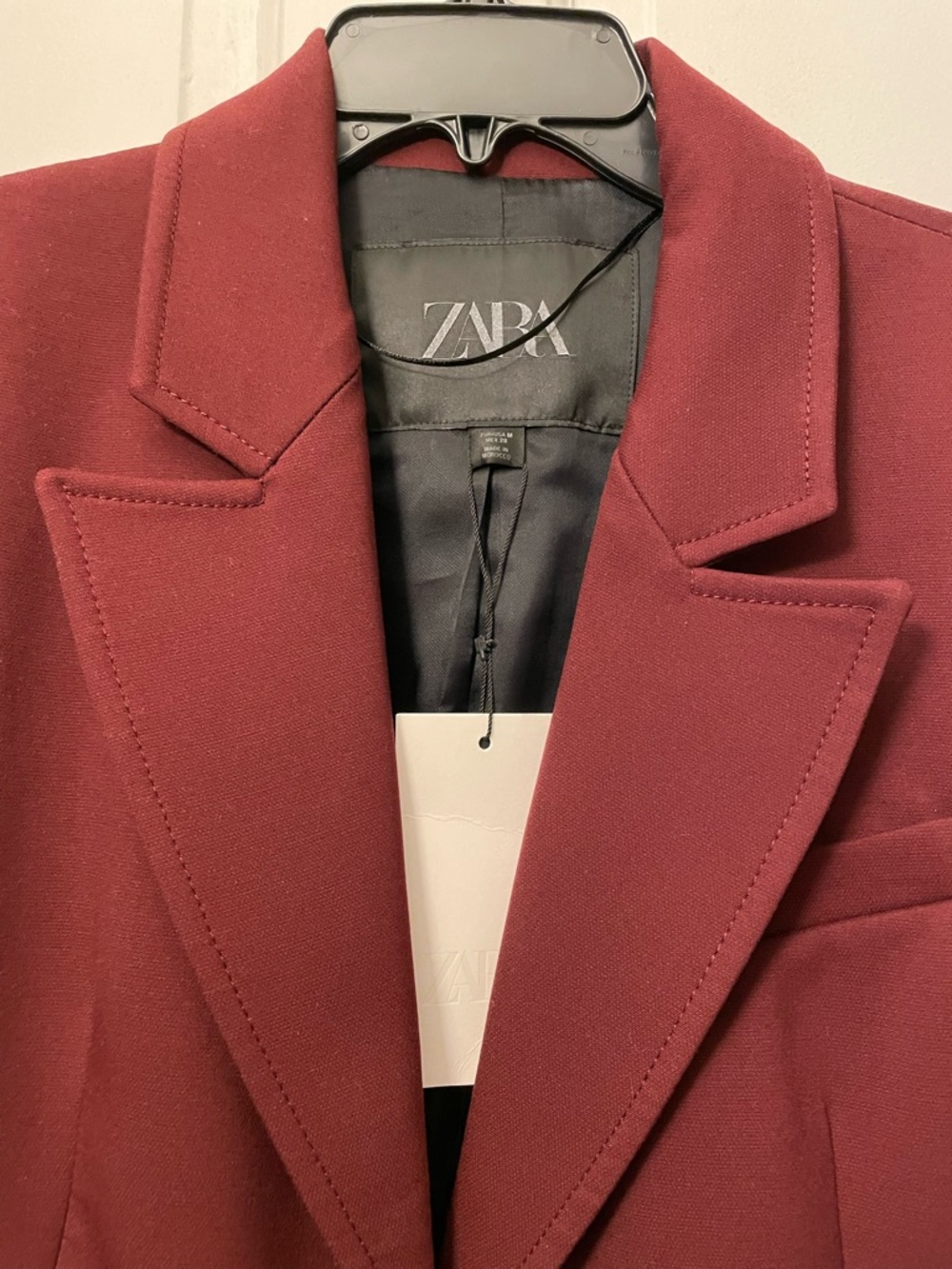 NWT Zara Long Fitted Coat ZW Collection Burgundy - Picture 3 of 3